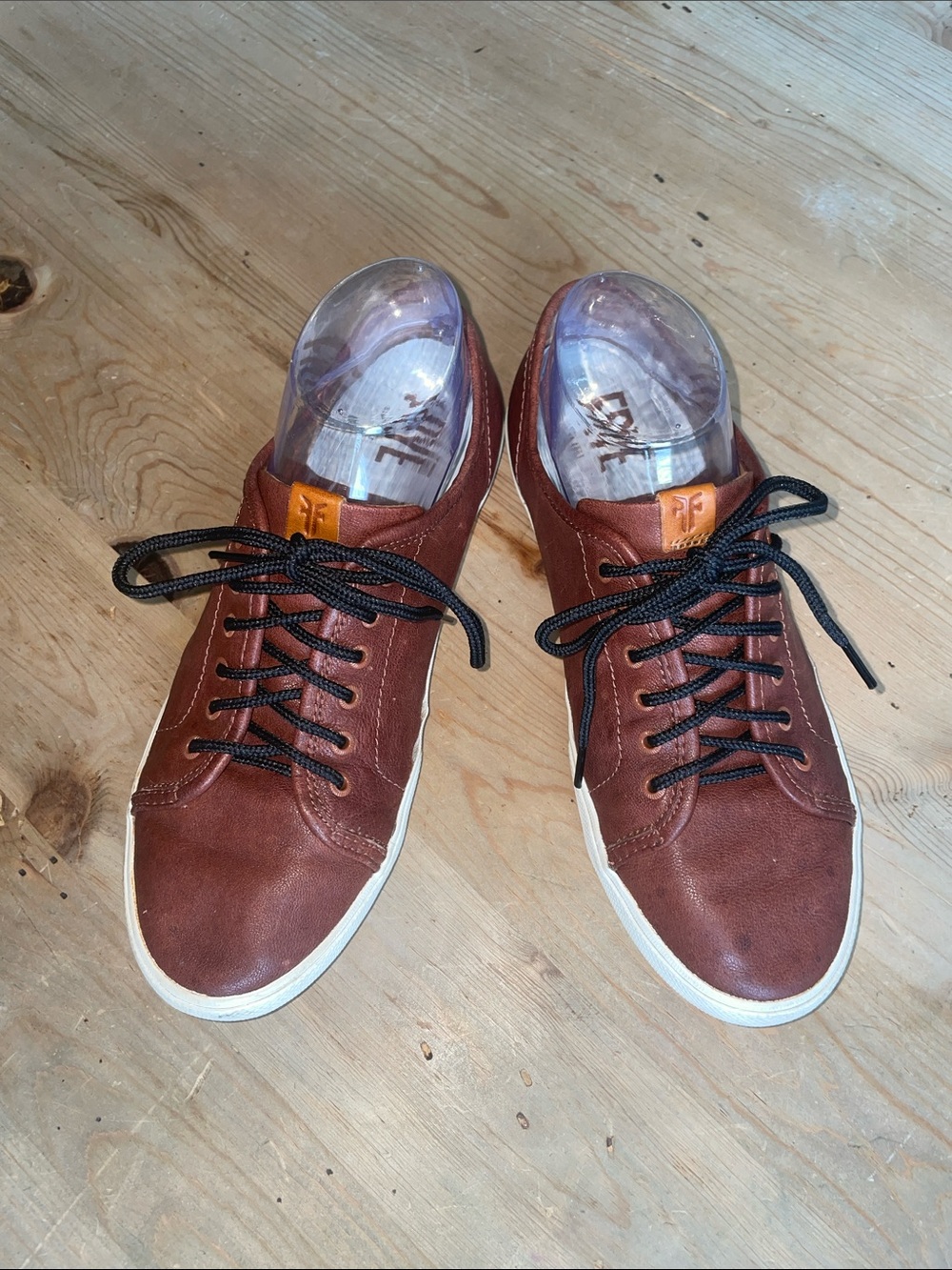 FRYE Men's Low Lace Leather Cognac Casual Popular Sneakers -
